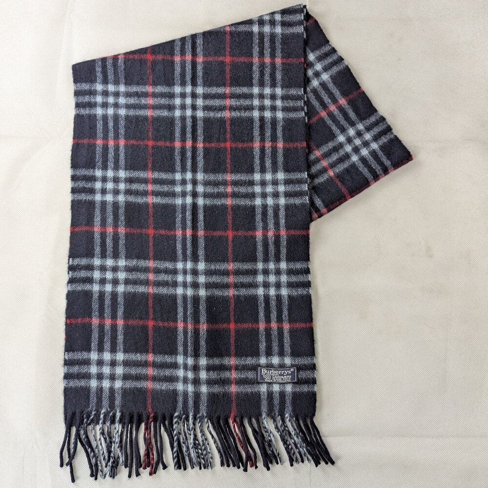 Authentıc Burberry Blue Cashmere Check Scarf Unisex